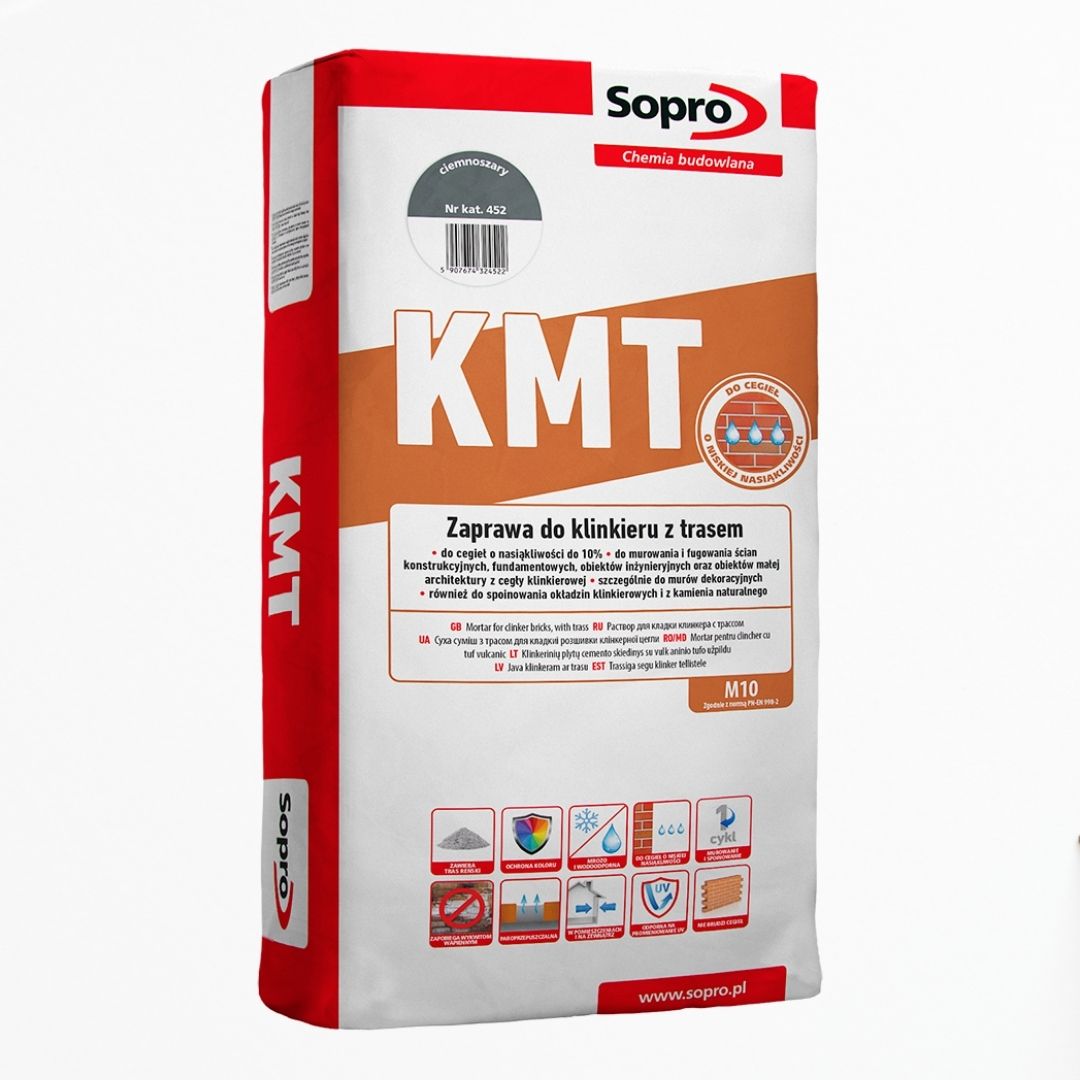 ZAPRAWA Z TRASEM DO MUROWANIA I FUGOWANIA KLINKIERU SOPRO KMT 452 CIEMNOSZARA  25 kg