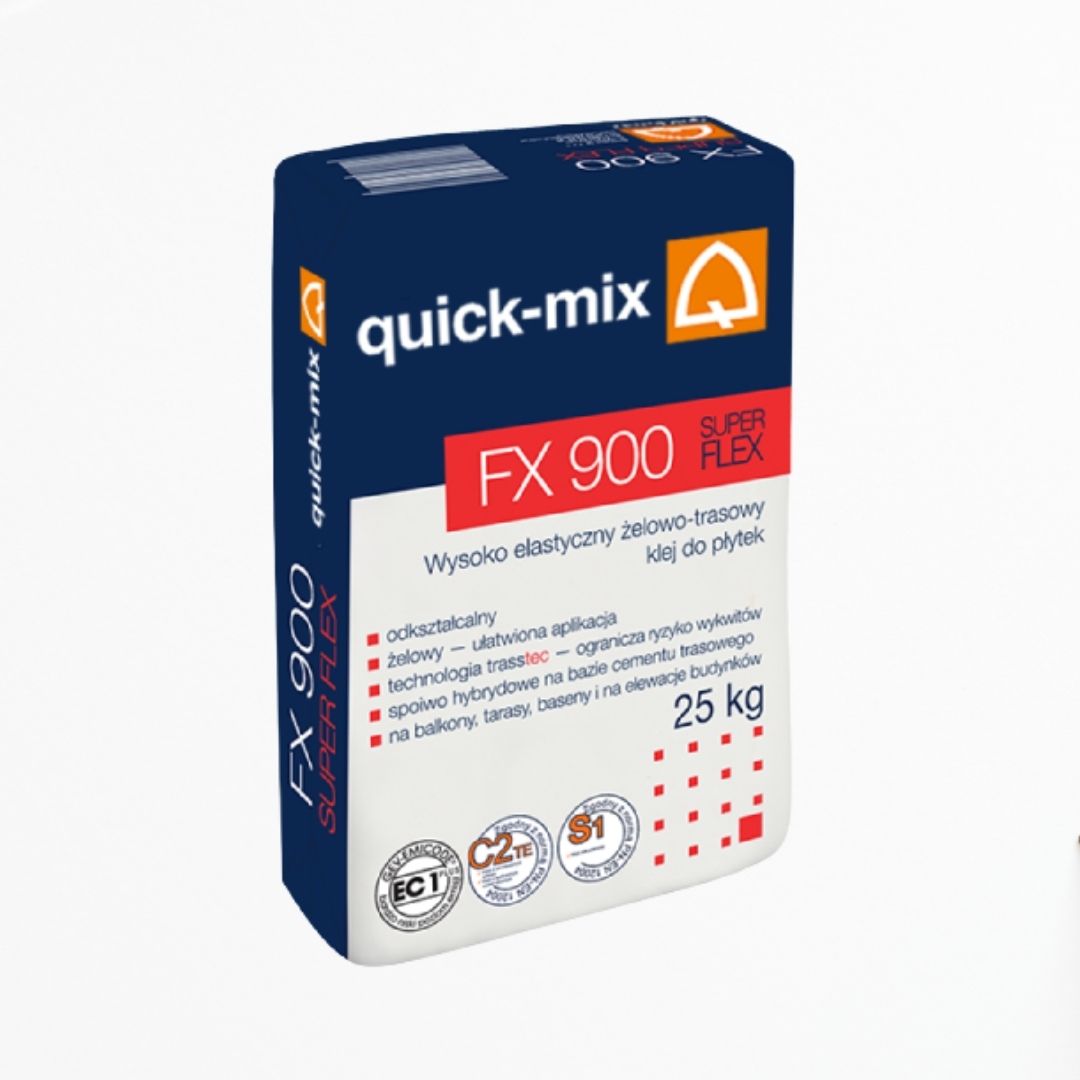WYSOKOELASTYCZNY ŻELOWO-TRASOWY  KLEJ DO PŁYTEK QUICK-MIX FX 900 SUPER FLEX 25kg