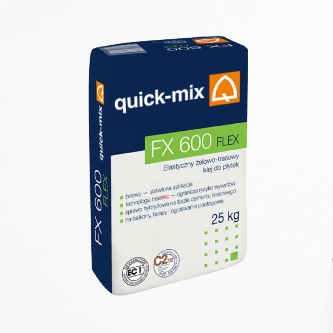 ELASTYCZNY ŻELOWO-TRASOWY  KLEJ DO PŁYTEK QUICK-MIX FX 600  FLEX 25kg