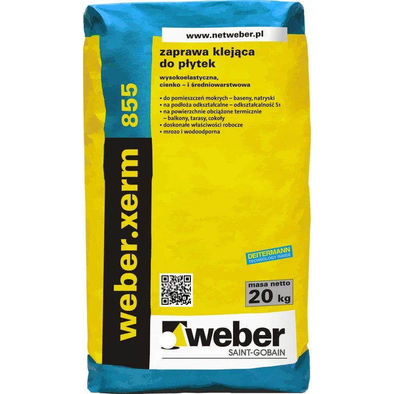 WYSOKOELASTYCZNA ZAPRAWA KLEJOWA DO PŁYTEK WEBER XERM 855 20 kg
