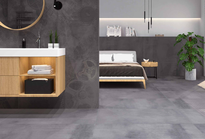 PŁYTA WIELKOFORMATOWA INTERBAU-BLINK DETROIT IRON BLACK 1200x1200x6 mm - obrazek 2